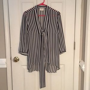 Urban Outfitters Navy & White Striped Sheer Top